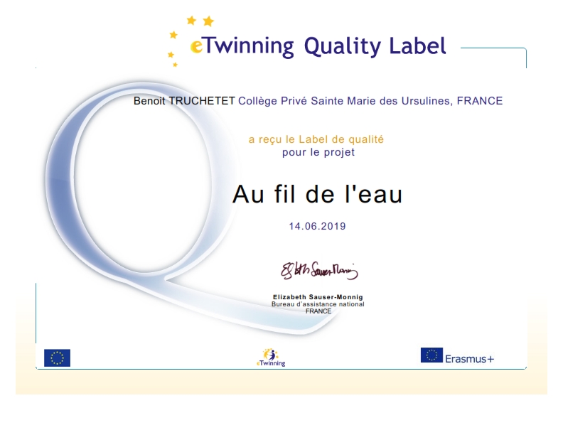 Label qualité France obtenu pour le projet eTwinning 